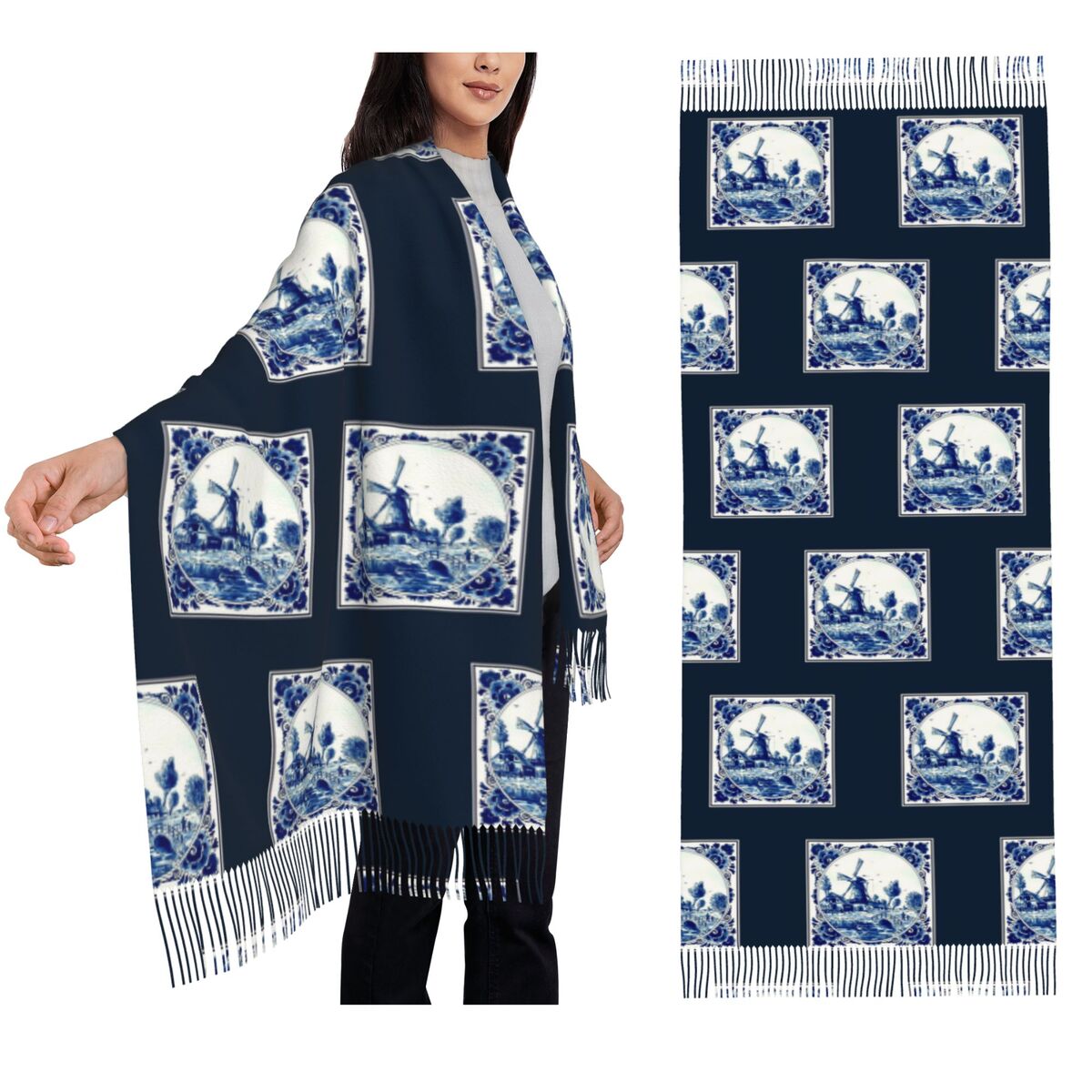 Vintage Fashion Shop - DUTCH BLUE DELFT Vintage Windmill And