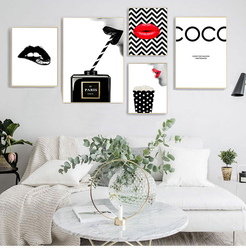 Vintage Fashion Illustration - Posters Prints Vintage Canvas Painting Black