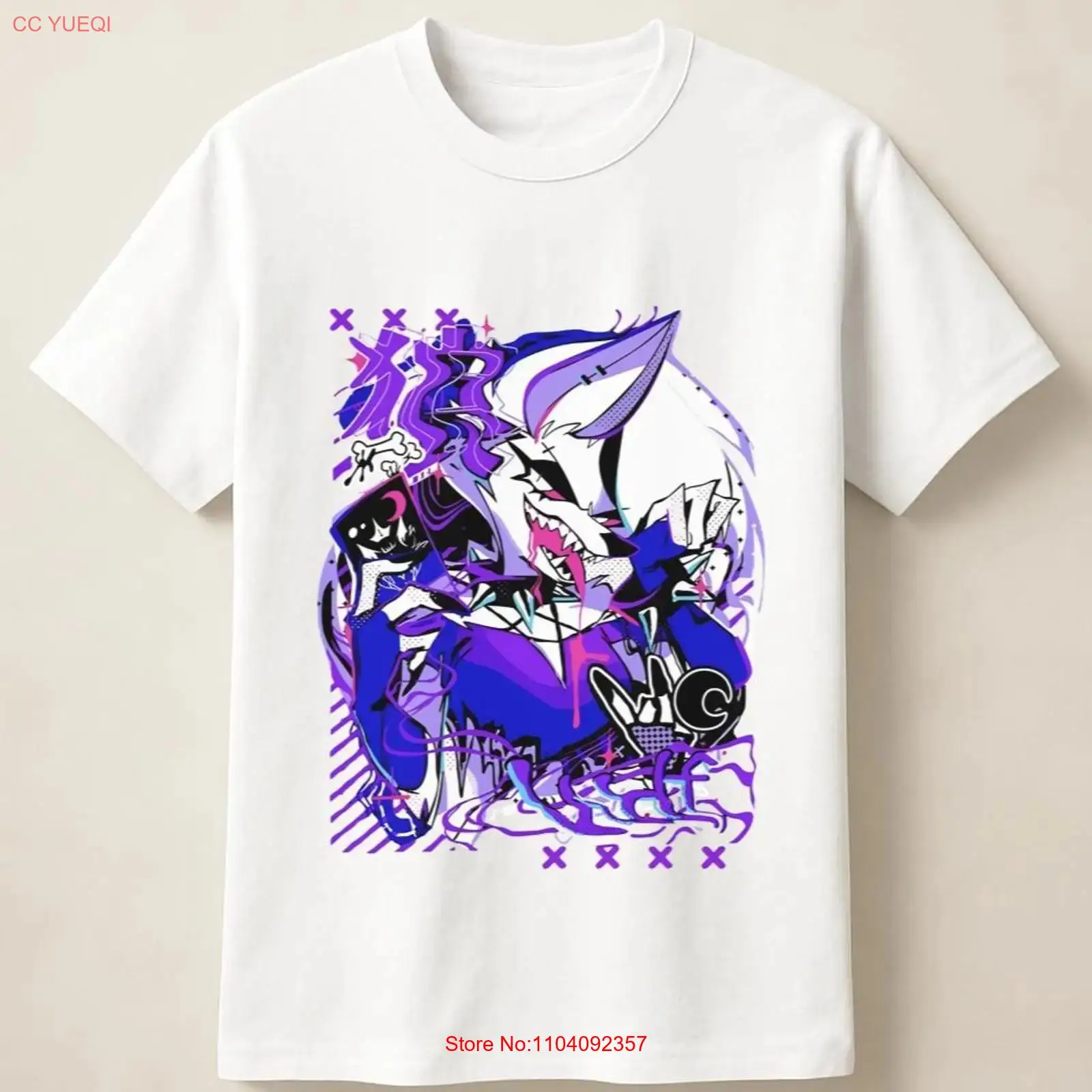Vintage Fashion Illustration - Purple Anime Wolf in Graffiti Poster