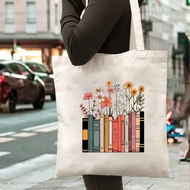 Vintage Fashion Shop - Book Floral Pattern Canvas Tote Bag