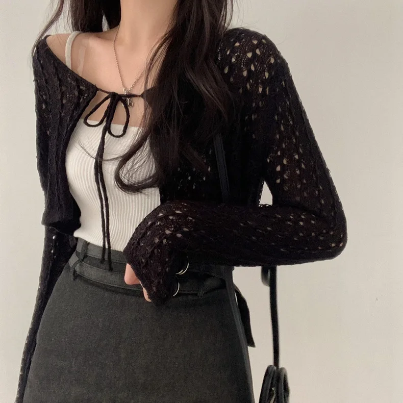Women Tie Front Crop Cardigan  - Crochet Top Boho review and price