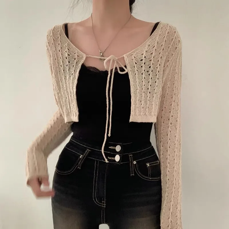 Women Tie Front Crop Cardigan  - Crochet Top Boho review and price