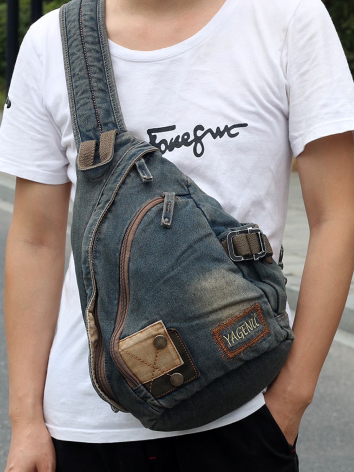 Retro Denim Crossbody Bag Unis - Vintage Fashion Model review and price
