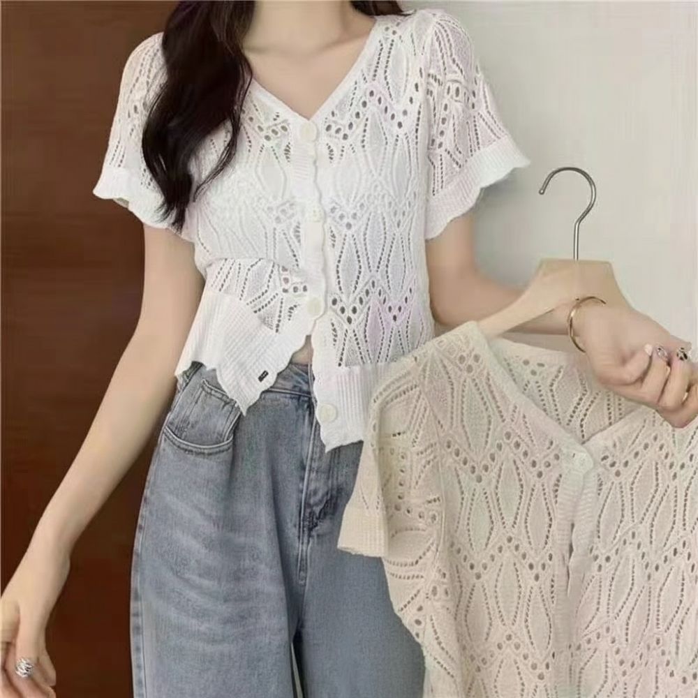 Fashion V-Neck Crochet Top Ope - Crochet Top Boho review and price