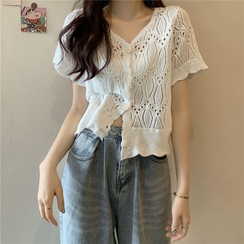 Fashion V-Neck Crochet Top Ope - Crochet Top Boho review and price
