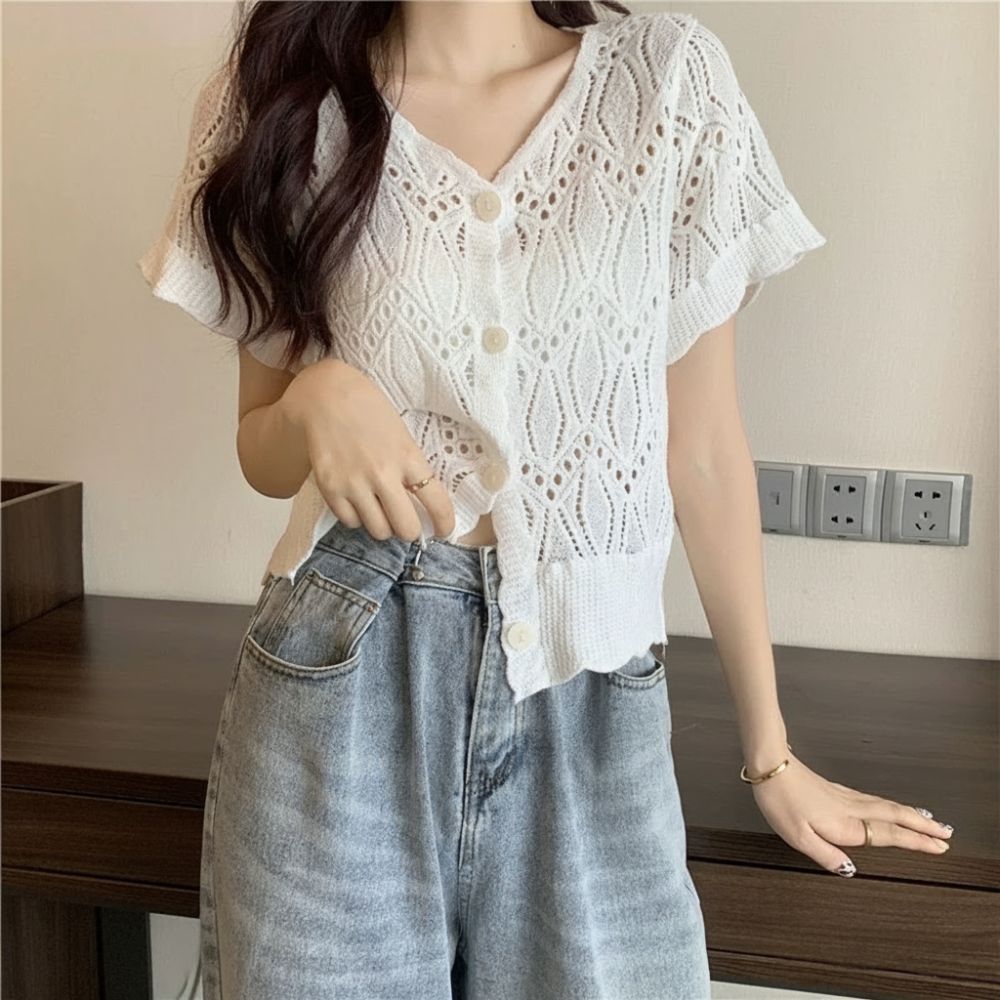 Fashion V-Neck Crochet Top Ope - Crochet Top Boho review and price