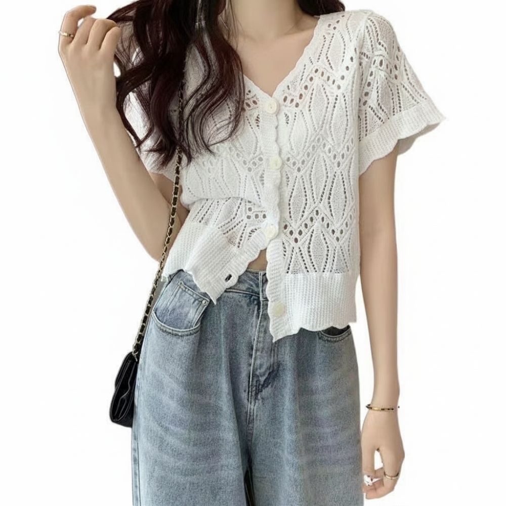 Fashion V-Neck Crochet Top Ope - Crochet Top Boho review and price