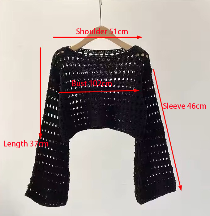 Long Sleeve Crochet Knit Top S - Crochet Top Boho review and price