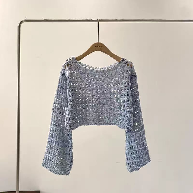 Long Sleeve Crochet Knit Top S - Crochet Top Boho review and price