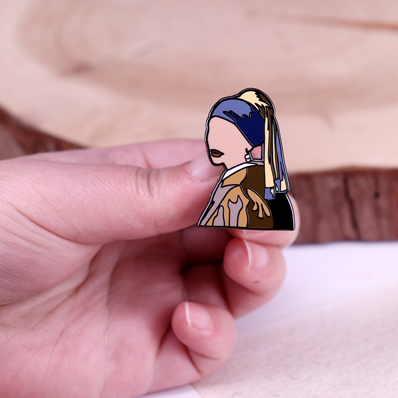 Girl with a Pearl Earring Enam - Vintage Fashion Illustration review and price