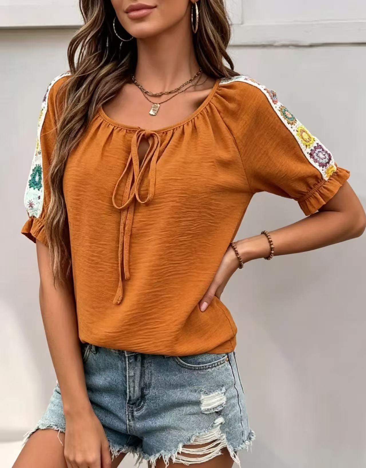 Boho Women's Blouse Tie Front  - Crochet Top Boho review and price